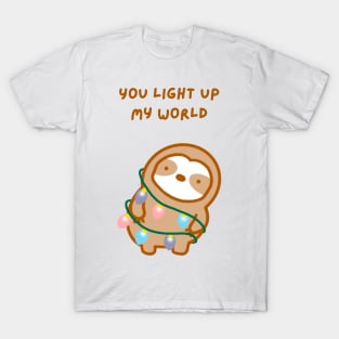 You Light Up My World Christmas Lights Sloth T-Shirt